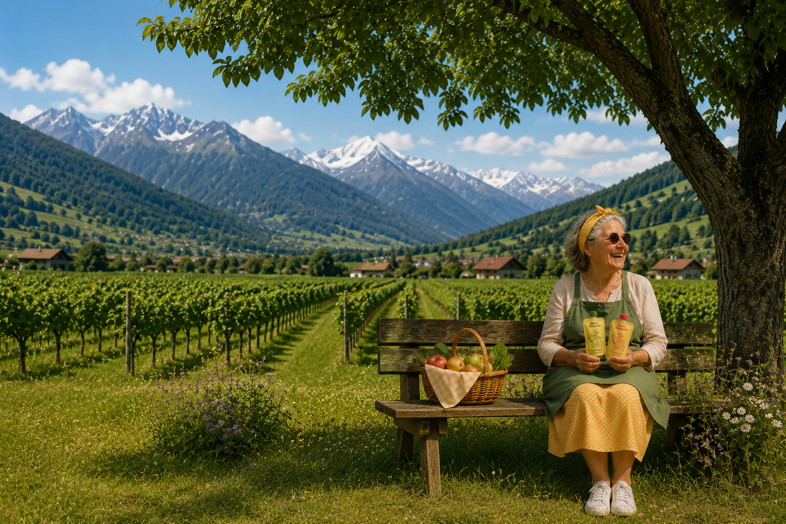 Mamie Pompote avec ses compotes dans le Valais